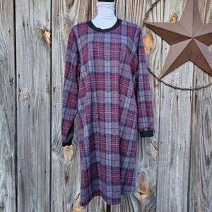 Plaid Flannel Dress Modcloth Snug As A Hug Plus Size 2X Gray Red Cozy Soft NWT